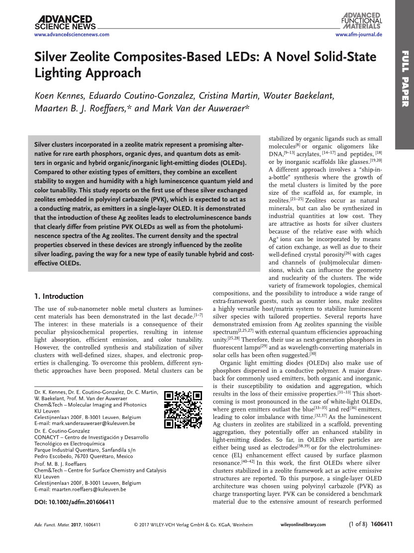 Silver Zeolite Composites-Based LEDs: A Novel Solid-State Lighting Approach