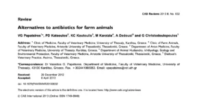 Εναλλακτικές λύσεις στα αντιβιοτικά για τα εκτρεφόμενα ζώα - μελέτη