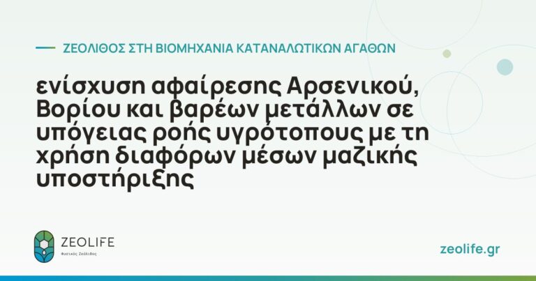 ενίσχυση αφαίρεσης Aρσενικού, Bορίου και βαρέων μετάλλων σε υπόγειας ροής υγρότοπους με τη χρήση διαφόρων μέσων μαζικής υποστήριξης